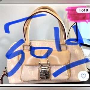 DOONEY & BOURKE Satchel  Leather & Canvas Denim DB Monogram Logo Handbag